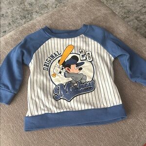 Disney Mickey Mouse Blue and White Striped Sweatshirt